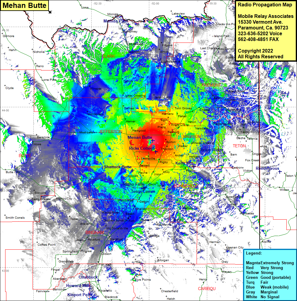 heat map radio coverage Menan Butte